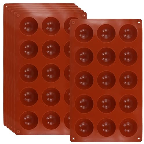 KEILEOHO Lot de 6 moules en silicone hémisphérique de 4,5 cm avec 15 cavités, demi-sphère pour chocolat, gâteau, gelée, mousse, pudding, bonbons