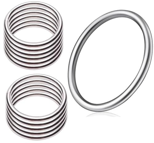 O-Ring aus Metall, 4 cm, 304 Edelstahl, Bastelstahlringe für Makramee, solide, strapazierfähig, Mehrzweck-O-Ring aus silberfarbenem Metall für Camping-Gürtel, Hundeleinen, Hardware (40 mm x 5 mm x 10