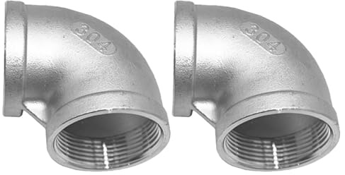 Connettore per tubo a gomito a 90 gradi, DN15-1/2 filettatura femmina, raccordo per tubo dell'acqua, in acciaio inox, per giardino, cucina, bagno (confezione da 2)