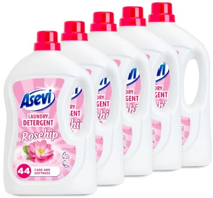 Asevi Laundry Detergent, Washing Liquid Detergent, Laundry Cleanser, 44 Washes, Multipack of 5 X 2376ML