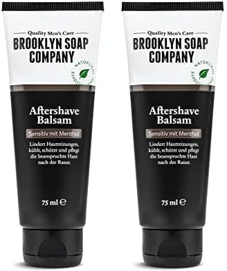 Aftershave Balsam (75ml) · Brooklyn Soap Company · Natürliche Männerpflege nach der Rasur · Lindert Hautreizungen, wirkt antibakteriell und beruhigt die Haut (Packung mit 2)