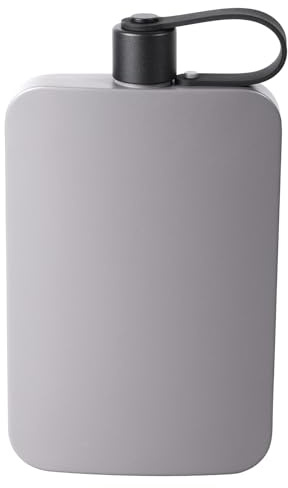 Borraccia piatta in acciaio inox, 500 ml, sottile, a prova di perdite, leggera, quadrata, per borse, zaini, escursioni, ufficio, viaggi, uso esterno (grigio)