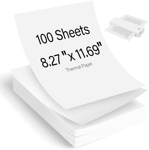 Thermopapier A4, 100 Blatt Schnelltrocknendes Thermopapier A4, BPA-frei | 210x297mm Faltbares Thermopapiers, Schnelltrocknendes Thermodrucker Papier für Dokumenten, Webseiten und Fotos
