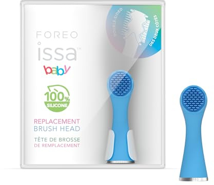 FOREO ISSA Baby Bürstenkopf – Ersatzkopf für elektrische Zahnbürste | Elektrischer Zahnbürstenkopf, Ersatzbürstenkopf, Silikonzahnbürste, Babyzahnbürste, Mundpflege, BPA-Frei, Bubble Blue