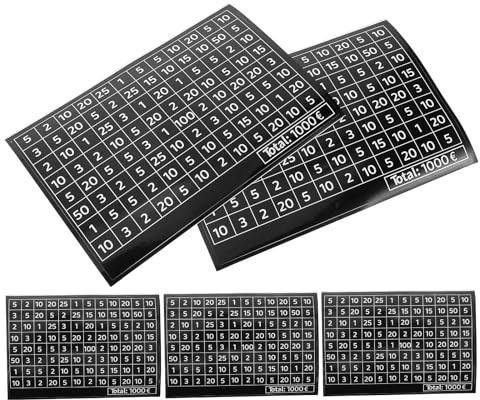 KONTONTY 50 Stück Digitale Charts und Spardosenaufkleber aus Papier mit Zählfunktion in Schwarz für Eltern Kind Interaktion und Geldbildung