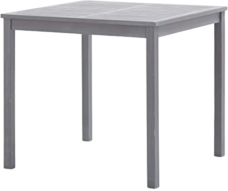 HFMDRMU Quadratischer Esstisch aus Massivholz Akazie in Grau für den Außenbereich - Gartentisch Grau 80x80x74 cm aus robustem Akazienholz
