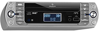 auna KR-400 CD - Radio de Cocina, Radio bajo Mueble, Radio Dab+/PLL FM, Reproductor CD/MP3, Bluetooth, AUX, USB, Memoria para 40 emisoras, Panralla LCD, Alarma, Mando a Distancia, Plateado