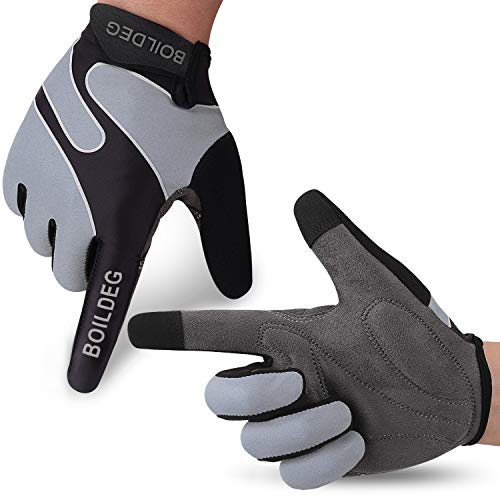 boildeg Fahrradhandschuhe Radsporthandschuhe rutschfeste und stoßdämpfende Mountainbike Handschuhe mit Signalfarbe geeiget Unisex Herren Damen