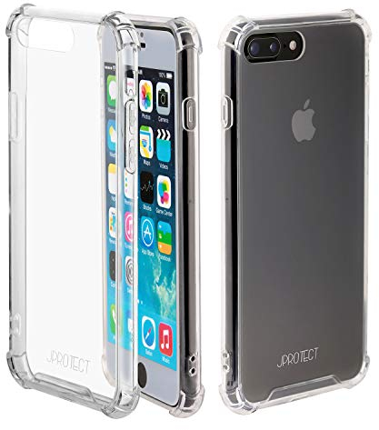JProtect für iPhone 7/8 Plus Hülle Transparent (TOP Schutz) – Durchsichtige Stoßsichere Schutzhülle – Shockproof Bumper Case – Handyhülle iPhone 7/8 Plus Slim