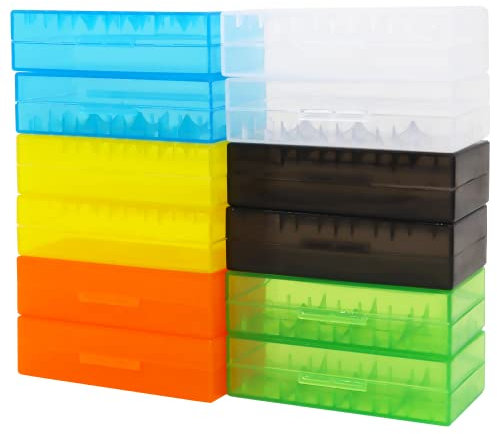 Big Trend -12 PCS Clear Colorful Battery Storage Case Holder Organizer for 18650, Battery Storage Case for 18650 or CR123A Battery