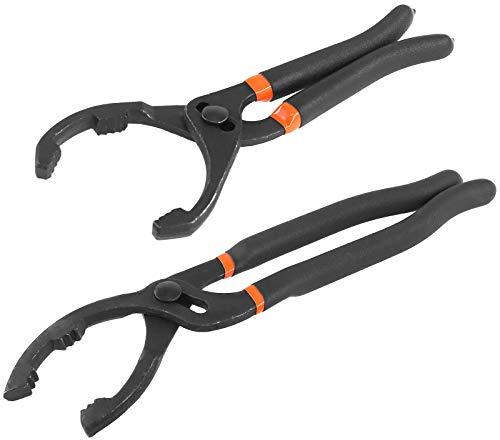 GLARKS Set di 2 pinze per filtro olio con impugnatura lunga, 25,4 cm e 30,5 cm, angolo regolabile, chiave per filtro dell'olio per auto, moto e camion