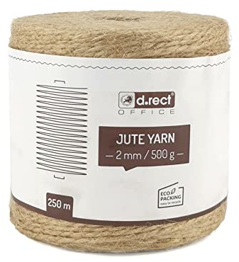 D.RECT - Ficelle en Jute Corde 2mm, 250m | Corde en Jute Naturel | Jute Corde de pour l'emballage Cadeau | Arts Créatifs DIY Cadeau décoration