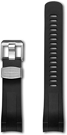 CRAFTER BLUE TD01 Uhrenarmband mit Rundanstoß Gummiband Ersatz für Tudor Heritage 41 mm Black Bay 79230, 79350, 79363, 79730 etc. – Schwarz