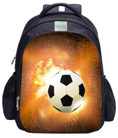 MATMO Fußball-Rucksack für Jungen, Fußball-Druck, cooles Fußball-Muster, Schultasche, Fußballtasche 3, One_Size, Cartoon