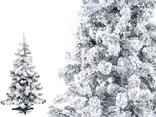 Pinetto Innevato Verde 90 cm Albero di Natale Floccato Super FOLTO in PP+PVC | Mini Pino Alberello di Natale Artificiale con Base in plastica 90 Rami Floccato