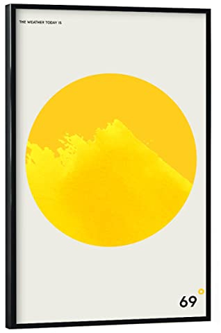 artboxONE Poster mit schwarzem Rahmen 75x50 cm gelb Typografie Mount Everest - Bild Berg abstrakt Everest