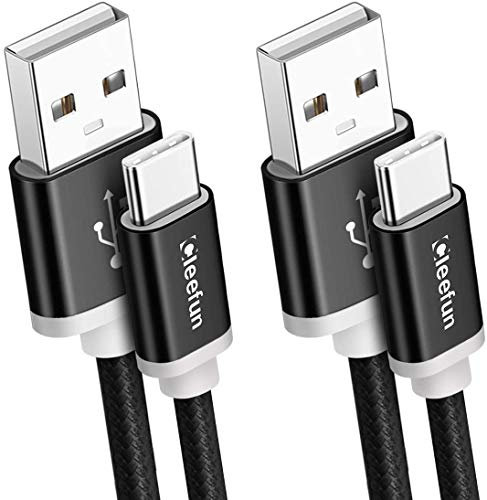 CLEEFUN USB C Cable [1.8M, 2-Pack], Durable USB A to Type C Fast Charging Car Charger Lead Compatible with iphone 16 15 Galaxy S24 S23 S22 S21 S20 S10 S9 S8 Plus,PS5 Charger, A51 A50 A70-Nylon Braided