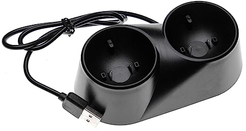 vhbw Dual-Ladestation kompatibel mit Sony Playstation 4 VR Move Motion Controller - Netzteil, Halterung, Ladegerät, Schwarz