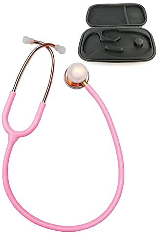 Hospitrix Stethoskop Professional Line Stealth Edition mit GRAVUR + Kostenlose Premium Tasche! (Pink Gold Edition/Rosa)