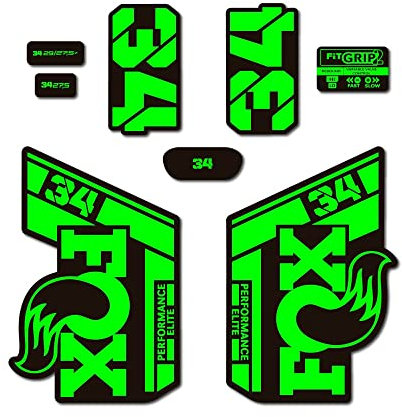 STAR SAM Aufkleber kompatibel mit Fahrradgabel Fox 34 Performance Elite 2021 (Fluoreszierendes Grün)