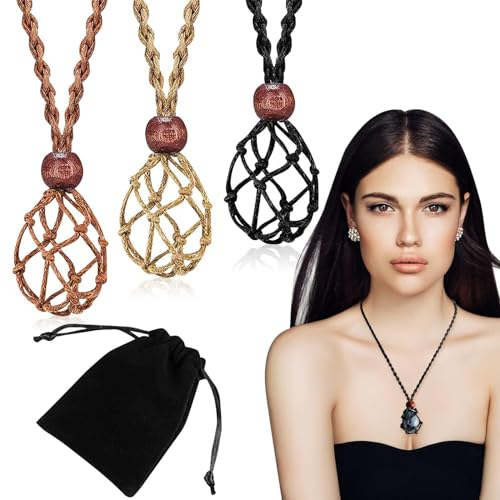3 Stück Halskette Schnur Leer Steinhalter Leer Leerer Steinhalter Kristall Steinhalter Stein Halskette Schnur Halskette Schnur Leerer Halskette Schnur Leerer Stein Verstellbare Retro