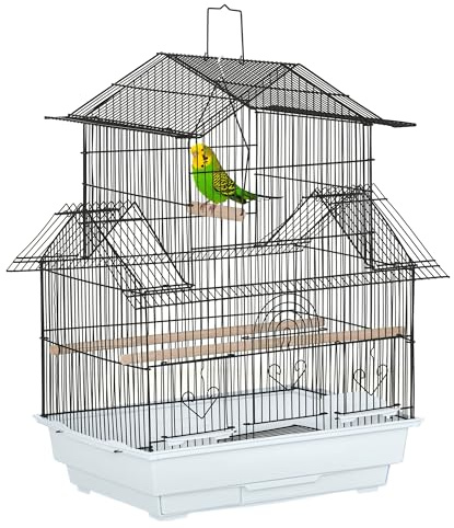 PawHut Vogelkäfig mit Tragegriff 50,5x41x63 cm Weiß | Metall & Kunststoff, herausnehmbare Schale, Kanarienkäfig