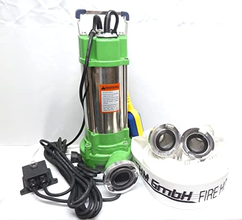 Profi Fäkalienpumpe Schmutzwasserpumpe 1500W 22.000 L/h mit Schneidwerk und C-Schlauch 20m