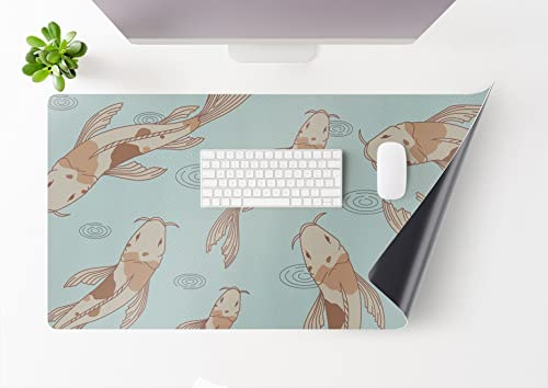 Mubusi Schreibtischunterlage Matte Koi 50x100 cm - Desk Mat Gaming - Mauspad Wasserdicht - Tischschutz für Tastatur und Maus