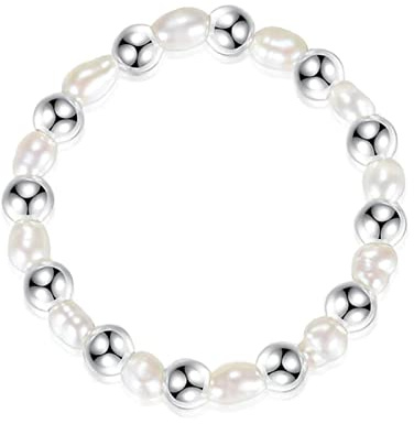 STOPI Minimalistische Echte 925 Sterling Silber Süße Perlen Perlen Elastische Ringe Für Frauen Hochzeit Party S925 Schmuck