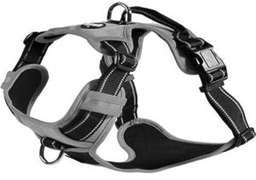 Bobby Rando Walk – Hundegeschirr, Hundegeschirr für mittelgroße, kleine und große Hunde aus Nylon, sicher, bequem, reflektierend, verstellbar, grau, XL/53–82 x 2,5 cm