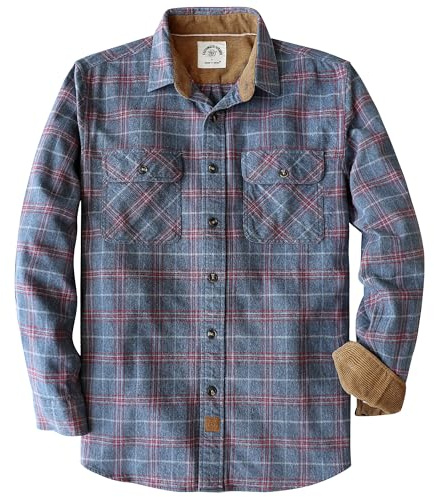 Dubinik® 6 oz Chemise à Carreaux Homme Flanelle Longues Manches Confort