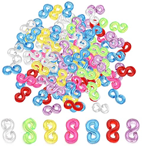 500 Stück Loom Bänder Verschlüsse S Clips Kunststoff Webstühle Bands Clips für Armbandverbindung Loom Bänder Zubehör Bunt für Anschluss von Loom Band Armbänder Schmuck Zubehör Werkzeug