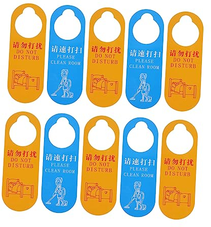 STOBOK 10pcs PVC Please Door Tag Hotel Cleaning Reminder Hanging Tag Scratch Resistant Door Handle Hanger Bright Colour Sign Indoor Outdoor Use