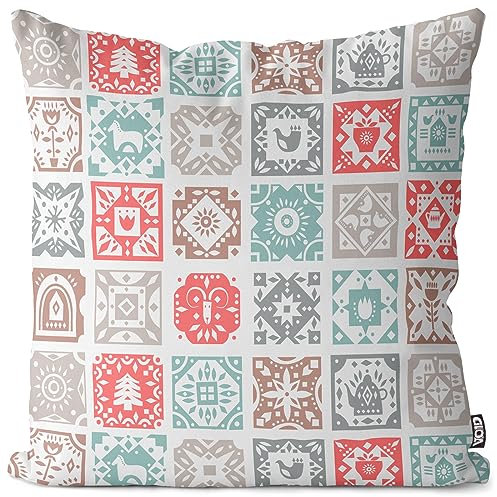 VOID Fliesen Muster Orient Kissenbezug Kissenhülle Sofa Couch Wohnzimmer Dekoration wasserfest Outdoor Garten Kissen bezug deko, Kissen Größe:60 x 60 cm