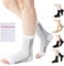 360 Relief Knöchel Kompressionssocken - Offene Zehen Kompressionsstrümpfe Damen und Herren - Knöchelstütze für Laufen, Sport, Fitnessstudio, Radfahren, L-XL Weiß/Schwarz mit Mesh-Wäschesack