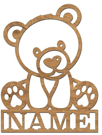 codiarts. Namensschild | Wandbild | Kinderzimmer | Kindertür | personalisierbar mit Namen | selbstklebend (Bär)