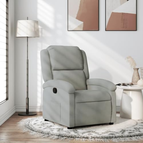 Camerina Relaxsessel Hellgrau Samt Stoff Tv Sessel Mit Liegefunktion Sessel Mit Schlaffunktion