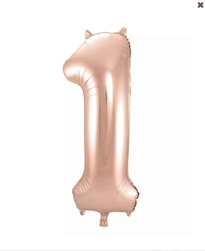 Rose Gold Number 1 Small Foil Balloon, 35cm (2 pack)