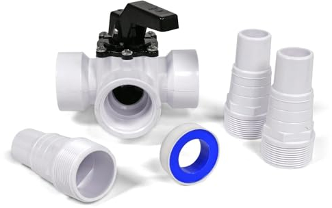 Poolventil 3 Wege Ventil 1,5 Zoll für Pool Solaranlagen & Wärmepumpen zur gezielten Steuerung des Wasserdurchflusses - 4 Einstellungen - 3 Anschlüsse mit Innengewinde + 3 Schlauchtüllen