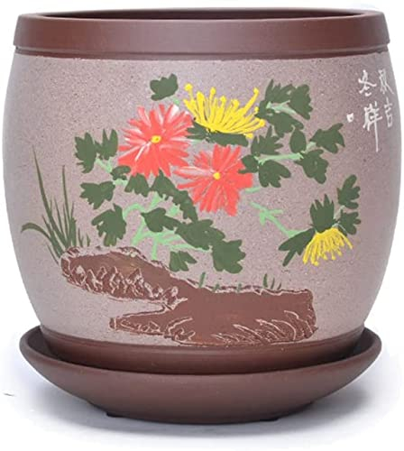 Lila Sand-Blumentopf, Blumentopf mit Tablett für Sukkulenten, Topfpflanzen, modisches geometrisches Muster, Gartendekoration (Stil 2)