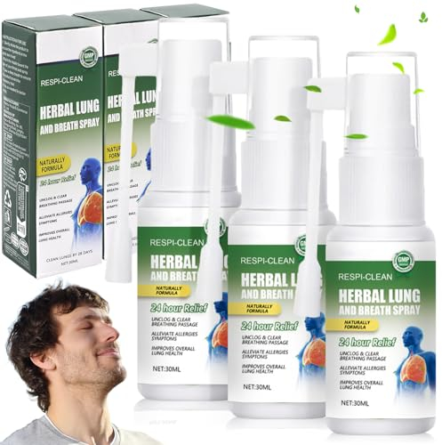 Herbal Lung Spray 3 Stück, Lungenreinigung Spray, Atementgiftendes Kräuterlungenreinigungsspray, Herbal Lung Cleansing Spray, für Den Täglichen Gebrauch Geeignet