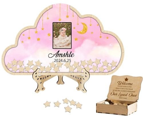 Ozinna Personalisierte Alternative für Babyparty-Gästebuch, individueller Wolkenförmiger Bilderrahmen, Babyparty, Dekoration, Partygeschenke, Tafelaufsätze für Babyparty, Party, Geburtstag (Wolke 2)