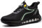 Zapatos de Seguridad para Hombre Zapatillas de Trabajo con Puntera de Acero Comodo Calzado de Seguridad Deportivas Transpirable Antideslizante Negro Verde 41EU