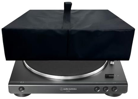 KOSTOO Custodia protettiva antipolvere per giradischi, compatibile con giradischi Audio-Technica LP60XBTBK/LPW50BTRW/AT-LP60X-BK/AT-LP3XBT-BK con trasmissione a cinghia, Nero, Poliestere