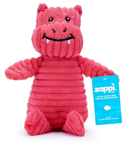 Zappi Co Rosa Hippo Drache Plüsch Hundespielzeug – Geripptes Design, perfekt für interaktives Spiel Kleiner/mittelgroßer Hunde.