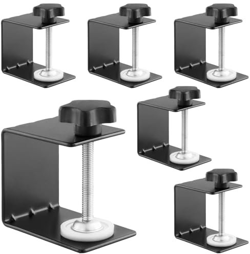 SINJEUN 6 PCS Black C Clamp, Cold-Rolled Steel Tiger Desk Fence Clamp, Drawer Front Installation Clamps for Furniture Cabinet Drawer Front Installation