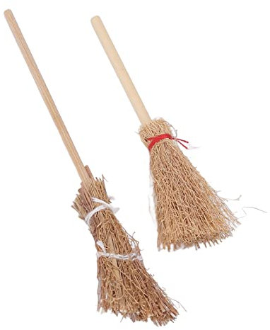 20PCS Miniature Artificial Mini Straw Brooms,Small Witch Broomstick,14CM 10CM Halloween Straw Craft Decoration Witches Accessory for Costume Cosplay Party