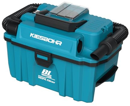 KIESBOHR Werkstatt Akku-Nass-Trockensauger Kompatibel mit Makita 18V Akku, 10L Trocken / 7.5L Nass, 15kPa Saugkraft, HEPA-Filter, Blasfunktion, CSV001 mit 2 m-Schlauch & Zubehör (ohne Akku)