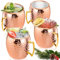 sacemontic Ensemble de 4 tasses Moscow Mule, tasses en cuivre pur, ensemble de tasses à cocktail de 500 ml, tasses à cocktail faites à la main pour boissons froides, vin, bar, cadeaux pour hommes