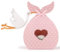 50pz Scatoline Portaconfetti Nascita Bimba Bomboniere Scatole Forma Cicogna Rosa con Nastro Scatole Carta Regalo Decorazione Confetti per Festa Nascita Battesimo Compleanno Bambina